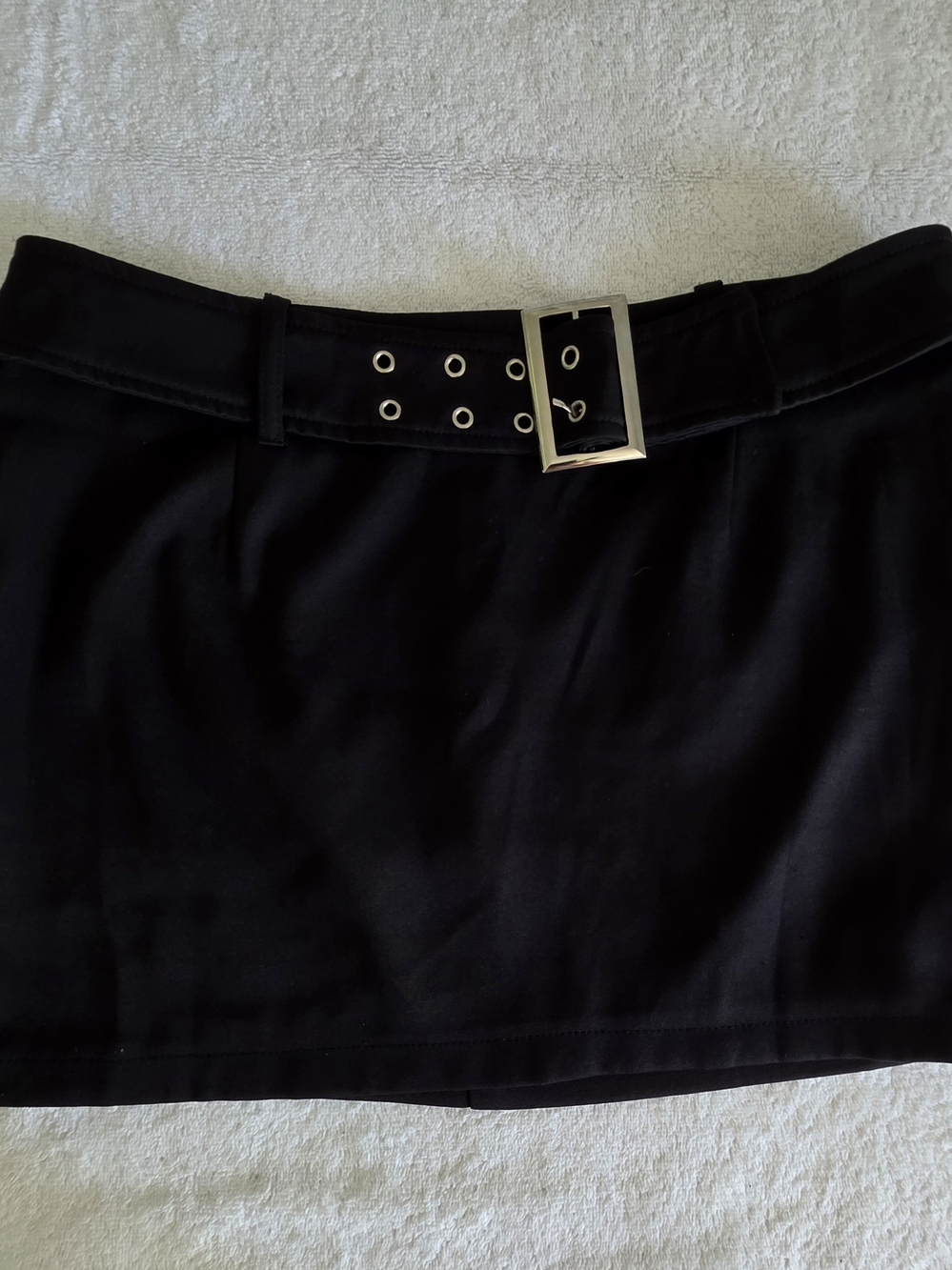 Black Women's Mini Skirt with Buckle Belt